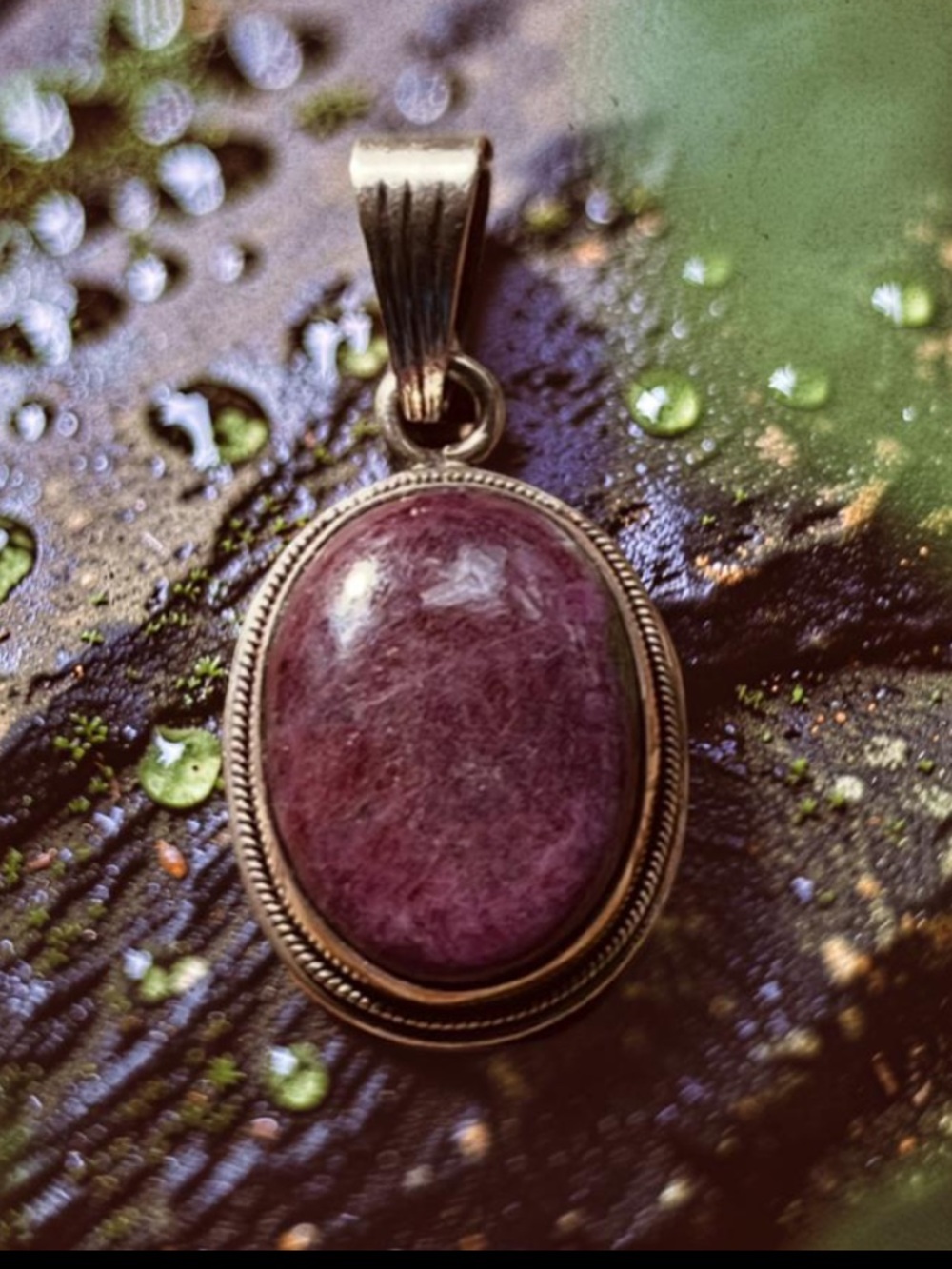 Sterling Silver Pendant  Oval Stone Pendant Vintage Vintage